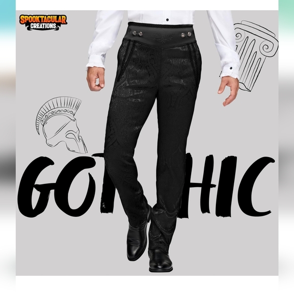 Spooktacular Creations Men's Gothic Pants - Medieval, Renaissance & Steampunk - Picture 1 of 9